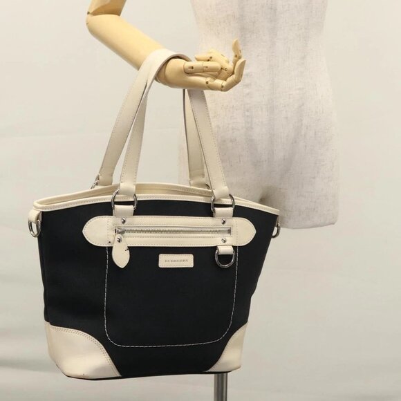 BURBERRY Tote Bag Canvas Navy Auth ti2798 - Picture 1 of 16